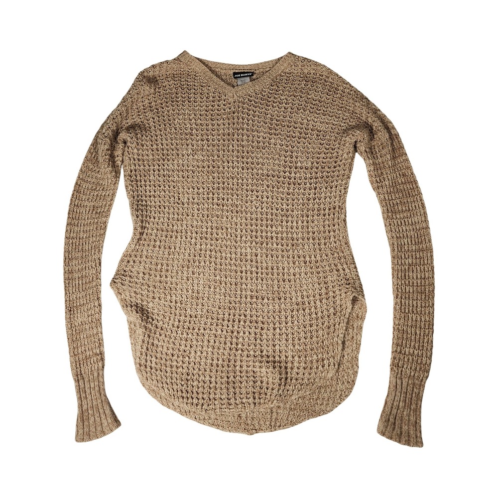 Joe Boxer Tan‎ Speckled Waffle Knit V Neck Sweater Small/S Recycled
